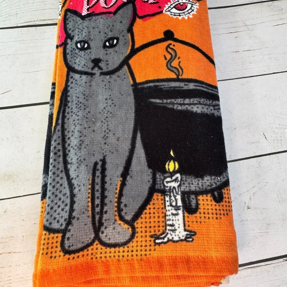 Disney‎ Hocus Pocus Kitchen Towels Set 2 Binx Cat Halloween Orange New